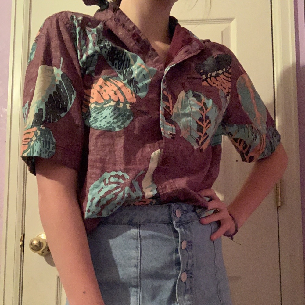 Hawaiian Tropical Unisex Button Down T-Shirt